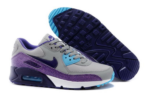 Nike Air Max 90 Womenss Shoes Gray Purple Blue Special Discount Code
